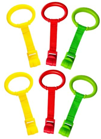 TOBBOMEY 6 Piezas Anillos de Tracción Anilla para Cuna Anillos para Cuna Ayuda Aprender Estar Cama para Pequeños de Soporte para Andador