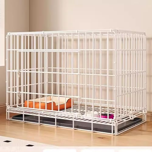 Jaula grande para perros, jaula plegable de alambre de metal con puerta y bandeja extraíble para uso en interiores y exteriores