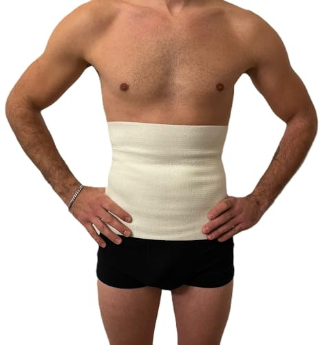 eMMe SQUARE Fascia Lombare Termica in LANA E COTONE, Supporto Schiena e Addome, Traspirante ed Elastica, Made in Italy, per Dolori Lombari e Muscolari, 29 cm di altezza (Bianco, M)