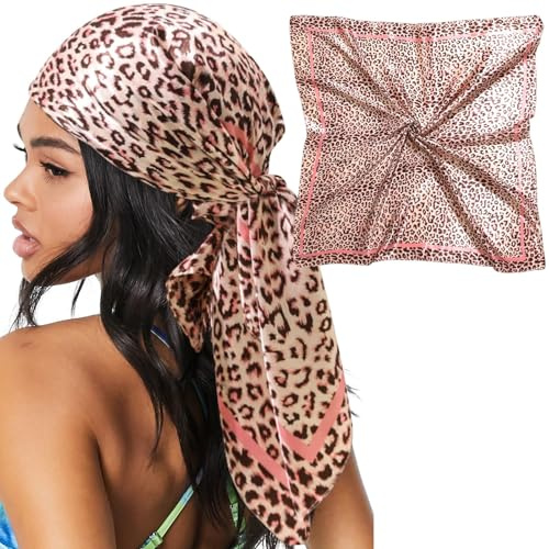 Lilbitty 91 cm (35 tum) stor satinhuvudduk för kvinnor, sidenhårduk, enfärgad hårbandana för nattligt hår när du sover (rosa)