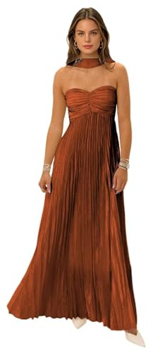 Vestidos de dama de honor de gasa con bufanda, sin tirantes, largo, plisado, vestido de fiesta de boda para mujer, vestido de noche formal