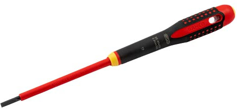 Bahco BE-8010S Ergo Insulated Screwdriver for Slotted Head Screws, Multi-Colour, 197 mm