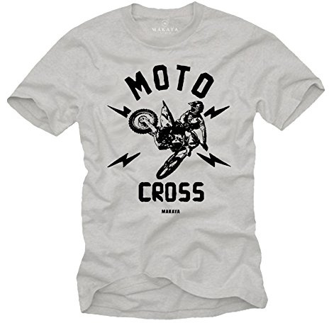 MAKAYA Maglietta Moto Cross Accessori - Enduro MX Casco Motocross T-Shirt Uomo Grigio M