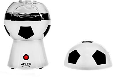 Adler AD 4479 Palomitero Maquina de Palomitas de maíz, Aire Caliente Sin Grasa Aceite, Forma de Balón de futbol, Eléctrica, 1200W
