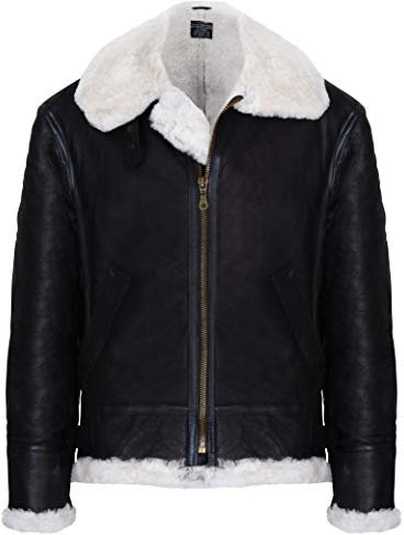 Infinity Leather Herren Creme B3 Shearling Schaffell WW2 Bomber Leder Fliegende Fliegerjacke 2XL
