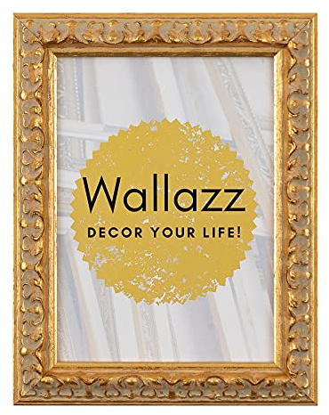 Wallazz Cornice Portafoto in Legno Pregiato - Made in Italy - Vetro Sintetico Infrangibile Crilex - Disponibile in Diverse Varianti - Design Italiano e Qualità Artigianale,24x30cm Foglia Oro