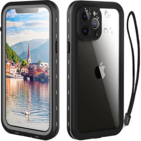 Transy Waterproof Phone Case Compatible with iPhone 13 Pro Max, IP68 Waterproof Shockproof Dust-Proof Phone Case with Built in Screen Protector, Full Body Protective Case (Black, iPhone 13 Pro Max)