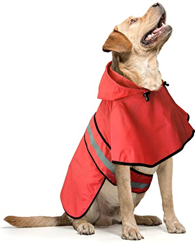 Domagiker Waterproof Dog Raincoats - Hooded Raincoats for Dogs, Adjustable Reflective Dog Rain Coat, Windproof Dog Rain Jacket Pet Rain Slicker Poncho for Small, Medium, Large Dogs (Red, Large)