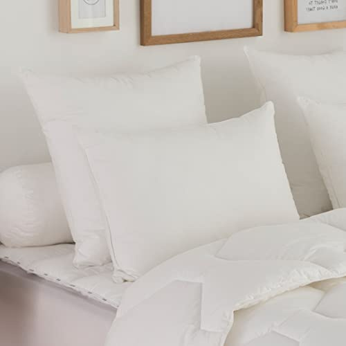 DODO - Oreiller 60x60 cm - Soutien Très Ferme (Côté) - 100% Plumes de Canard Neuves Naturel - Maintien supérieur - Anti-acariens - Enveloppe 100% Coton - Lavable 40°C