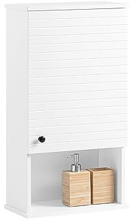 SoBuy BZR25-W Hängeschrank mit Einer Tür und einem Fach Wandschrank Küchenschrank Badhängeschrank Medizinschrank Badmöbel Weiß BHT ca. 40x76x21cm