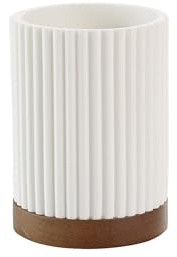 Douceur d'Intérieur, Gobelet (Diamètre 8 x 10,8 cm) Niagara Blanc, Polyrésine et Acacia