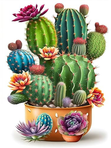 Hongyrjy Peinture Numero Adulte-Peinture par Numéro Enfant Adultes Débutants 40x50cm,Numéro d'Art Kit Peinture par Décoration Murale et Cadeaux Pour La Maison Cactus