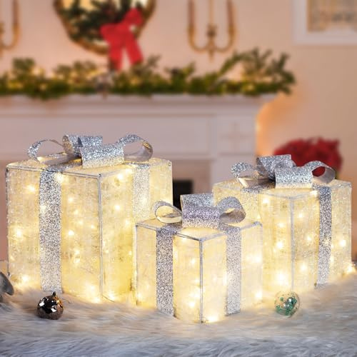 Quntis 117 LEDs Luci Scatola Regalo Decorazione di Natale Grande Pieghevole