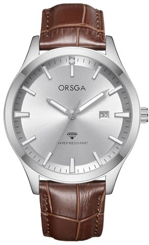 CIVO Uhren Herren Lederarmband Armbanduhr: Braun Leder Herrenuhr Analog Quarz - Silber Ziffernblatt Männer Uhr mit Datum