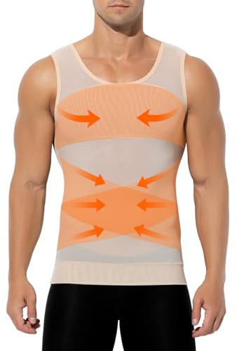 Casey Kevin Kompressionströja herr body shaper, Slimmande kroppsformare väst för män, kompressionsunderkläder shapewear undertröja herr tanktoppar