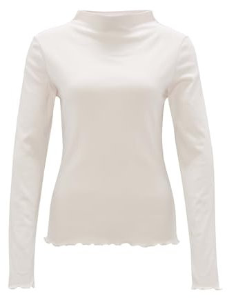 OPUS Damen Langarmshirt | Rippshirt SONINCHEN Slim aus weichem Jersey Ivory, 36