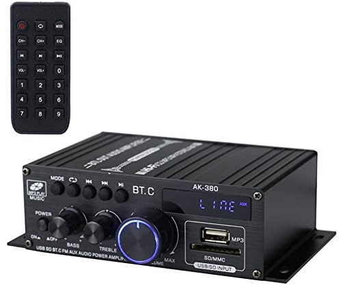 Haslbeck Ak380 800W 12V Bluetooth Stereo Hem Bil Bass Effektförstärkare Ljudförstärkare Musikspelare Högtalare för Bil Klass D FM Ersättning USB/SD