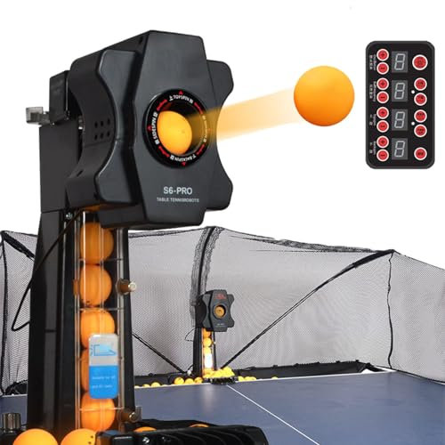 ylpddmm Tischtennis Roboter mit Netz,Ping-Pong-Maschinen-Trainingsroboter Mit 9 Arten Rotierender Bälle,Programmierung und unbegrenzt anpassbar