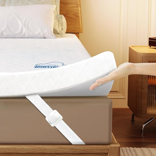 wowttrelax Memory Foam Mattress Topper Double Bed, 7cm Thick, 135X190 | Dual-Layer Firmness Design , Elastic Straps, Orthopedic Cooling Double Mattress Topper for Back Pain Relief, Washable Cover