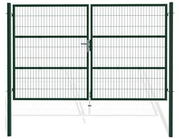 Casanoov Portail Grillage Rigide RAZO 285 x 180 cm 2,85 m x 1,8 m 5,13 m² Vert Mousse RAL 6005 Acier Galvanisé 2 Vantaux Poteaux Carrés 60 x 60 mm Mailles 50 x 200 mm Fil 5 mm 3 Clés Serrure Barillet