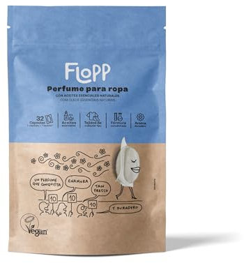 Flopp - Perfume para Ropa 32 Cápsulas | con Aceites Esenciales Naturales | Fragancia Duradera | para Todos los Tejidos | Perfume Concentrado | Extra de Frescura | Intensidad y Durabilidad