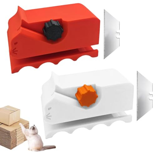 EIHI 2 Piezas Cortador De Cartón Rascador Para Gatos, Cortadora De Tablero Rascador Para Gatos, Cortador De Tiras De Cartón Impreso En 3D, Para Hacer Ras-Cador De Gatos(Rojo Y Blanco)