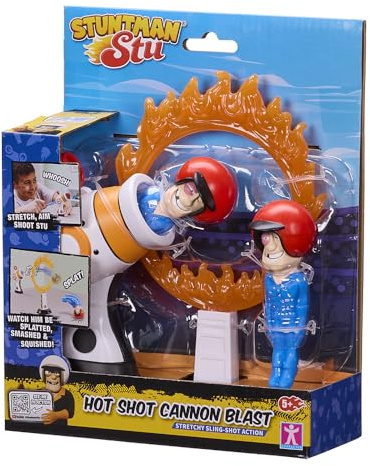 BANDAI, Stuntman STU COSS8198 Canon à feu, Lance dans l'anneau de feu avec la fusée Extensible, Figurine d'action élastique et Application avec Effets spéciaux, Multicolore,