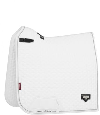 LeMieux Puissance Suede Dressage Pad - Equestrian Saddle Pad - Breathable - White - Large
