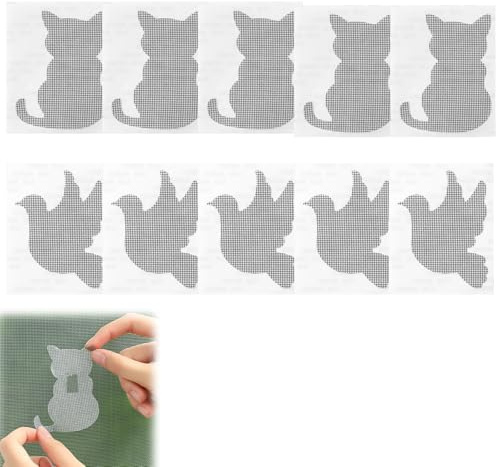 EUYKQNOI Adesivi per Zanzariera, 10 Pezzi Adesivi Zanzariere Riparazione 70x90mm, Anti-Graffio per Gatti e Piccioni, Pellicola Protettiva Trasparente, Facile da Applicare Senza Colla