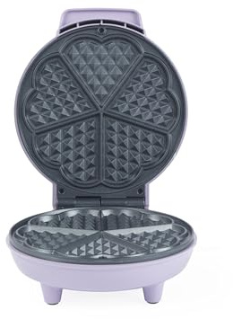 Giles & Posner Heart Waffle Maker - 18cm Aluminium Non-Stick Plates, PFAS-Free, Adjustable Temperature Dial, Power/Ready Indicator Lights, 750 W, Purple, Sorbet Collection
