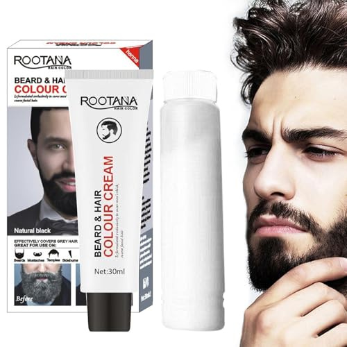 Tinte para barba para hombres, color natural para barba, crema de color duradera, fácil aplicación sin amoníaco, coloración de barba para hombre, cuidado de peinado, uso diario