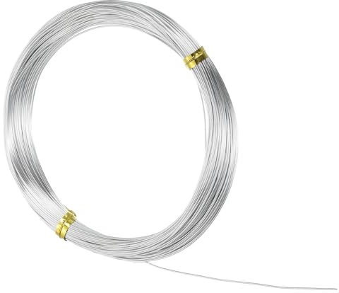 Kvartsman 22 gauge 0,6 mm aluminiumtråd 100 fot böjbar metallpysseltråd för smyckestillverkning gör-det-själv pärlor blommiga kransar omslagsskulptur silverton