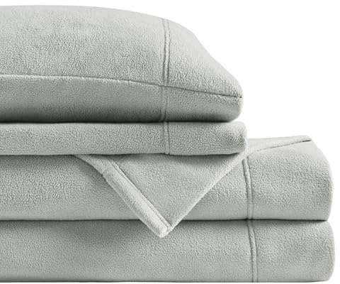 Sleep Philosophy Micro Fleece Sheets Twin XL Size Bed Set 3 Piece, Grey