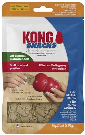 KONG Snacks - All Natural Dog Biscuit Treats - Bacon & Cheese Flavour, For Small-Medium KONG Toys