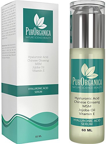 PurOrganica Hyaluronic Acid Face Serum 60 ml – Hydrating, Plumping & Brightening – Anti-Ageing Serum for Fine Lines & Wrinkles – Lightweight, Fast-Absorbing – Vegan & Cruelty-Free