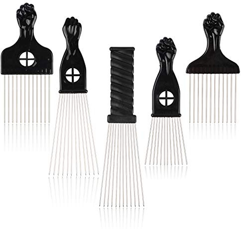 5 Pcs Afro Comb Metal African American Pick Comb Hairdressing Styling Tool