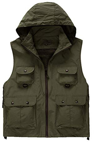 Daoba Uomo Donna Cappuccio Gilet per Sport Outdoor capacità Multi-Tasche Adatto alla Caccia Pesca Fotografia Impermeabile