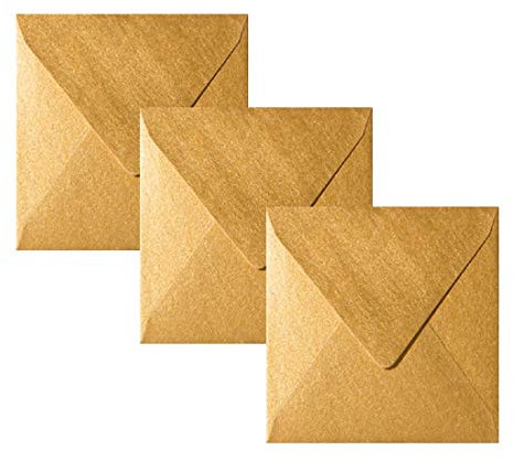 Paper24 Quadratische Briefumschläge 110 x 110 mm,120 g/qm, für Einladungen und Gutscheine, 50 Umschläge Gold