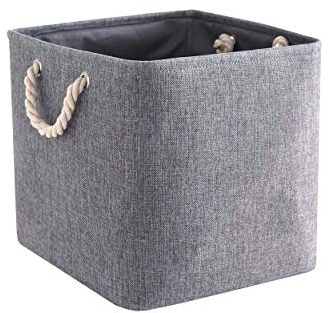 Mangata 28x28x28cm Cube Storage Boxes 1Pc Gray Foldable Organiser Baskets | Reinforced Metal Rim, Washable Lightweight Fabric Organisers Fits Standard Cube Shelving, Wardrobe & Cupboard Storage