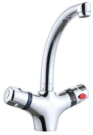 RainWeel Robinet mitigeur de lavabo thermostatique à double poignée