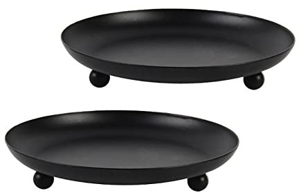 Alnicov 2pz Piatti Portacandele,4,4 Pollici Piedistallo Pilastro Candeliere Supporto per Candele di Cera per Coni di Incenso Spa Matrimonio Pregare Decorazione Festa A Casa,Nero