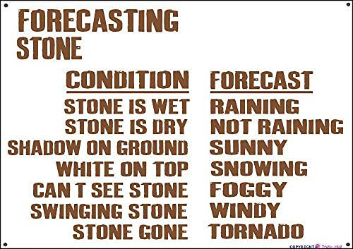 Retro Metal Sign/Weather Forecasting Stone Metal Sign Retro Look Home Cave,Bar,Club,Kitchen Wall Decoration Metal Tin Sign 12 X 8 INCH