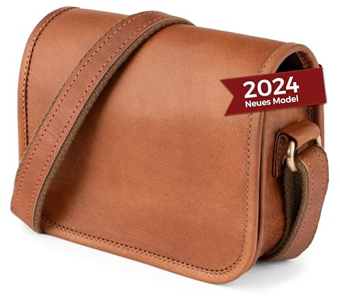 Berliner Bags Vintage Umhängetasche Lisbon, kleine Schultertasche aus Leder, Crossbody Bag, Handtasche für Damen - Braun