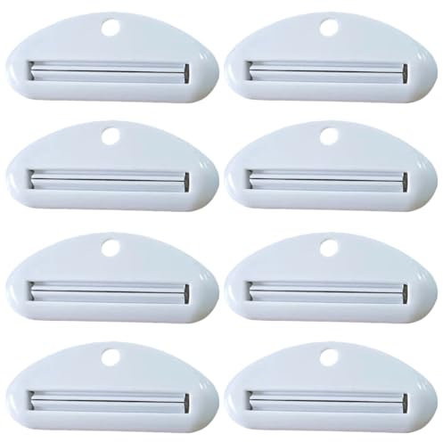 EIHI 8 pièces Presse Tube dentifrice Presse dentifrice Anti gaspillage Presse-Tube Pince Tube dentifrice Presse Tube Vide Tube dentifrice Enrouleur dentifrice Pince Tube dentifrice blanc