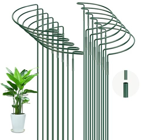 OFFCUP Tuteurs pour Plantes, 12PCS 30 * 60CM Vert Support de Plantes de Jardin en Métal Demi-Rond, Anneau Support de Jardin pour Pivoines Hortensias Roses Sédum Légumes Tomates