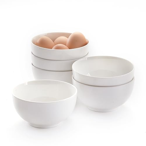 AntoKueh 5 Inch Ceramic Cereal Bowls, 16 Ounces Small Bowls Set of 6,Off-White Dipping Bowls for Kitchen,Dessert, Fruits, Snack,Microwave and Dishwasher Safe