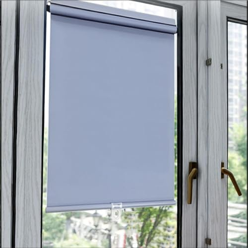 Estor enrollable opaco con resorte para ventanas, cortinas retráctiles para balcón, persianas enrollables temporales, protección de privacidad, 138 tamaños, blanco, 40 x 150 cm