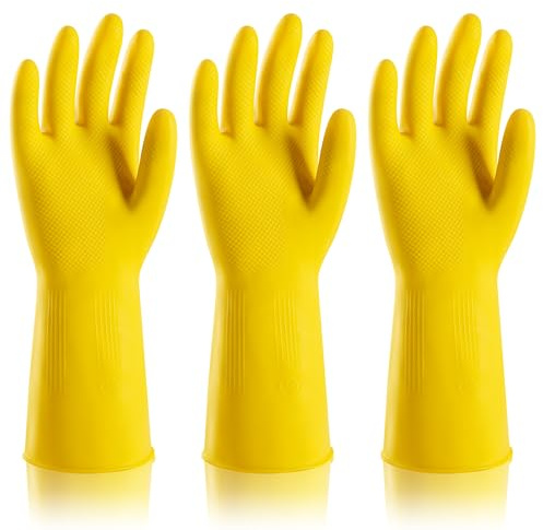 ThxToms 3 Pairs Small Cleaning Gloves, Reusable Natural Rubber Gloves