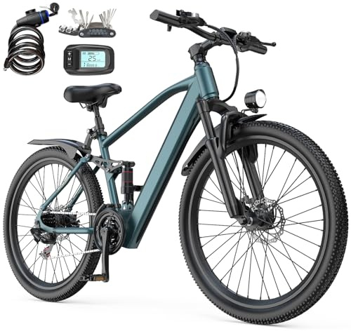 Elegllde E-Bike 26 mit 21-Gang Schaltung 250W Motor 13Ah Akku Höchstgeschwindigkeit 25km/h Hochkohlenstoffstahlrahmen LCD Display City Elektrofahrrad