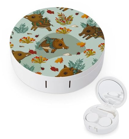 fkgvwo Contact Lens Container Animal Flowers Travel Contact Lens Box with Mirror Tweezers Solution Bottle